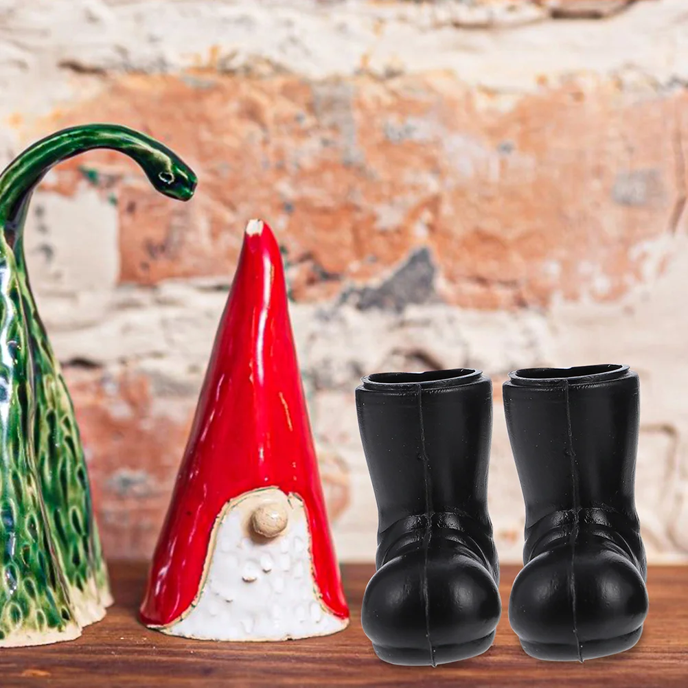 

Dollhouse Black Rain Boots Decorative Ornaments Mini Shoes Toys Miniature Santa Claus Xmas