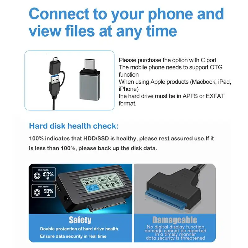 Kit de récupération de disque dur externe, lecteur de disque dur, outil de récupération, adaptateur USB pour tablettes Lapmedicats Deskmedication