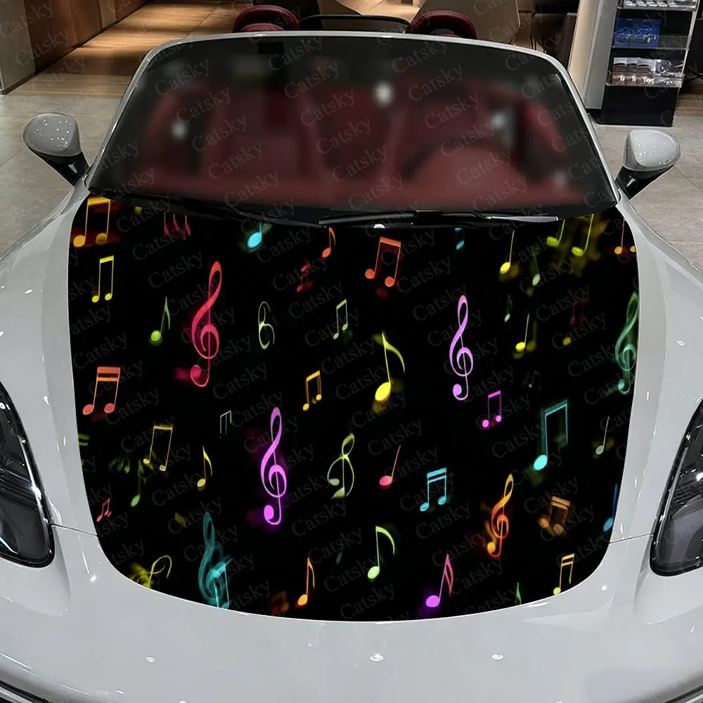 الملونة الموسيقى ملاحظة الفن غطاء السيارة ملصق ، للماء ذاتية اللصق الفينيل الرسومات الشارات ، ديكور اكسسوارات السيارات ملصقات للرجال #3