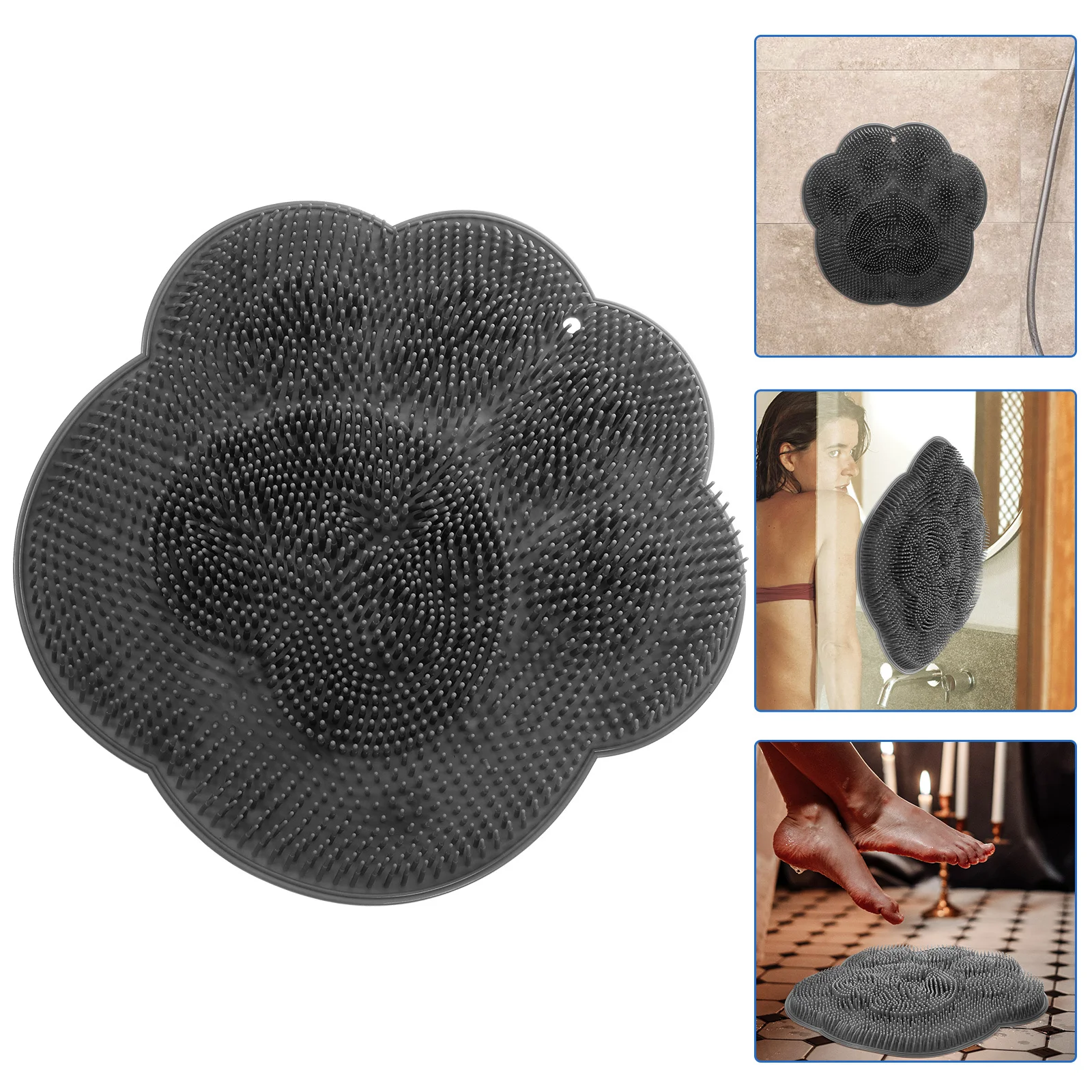 

Tpr Shower Foot Scrubber Mat Non-Skid Suction Cup Massage Pad for Dead Skin Removal Bathroom Wall Storage Convenient Use