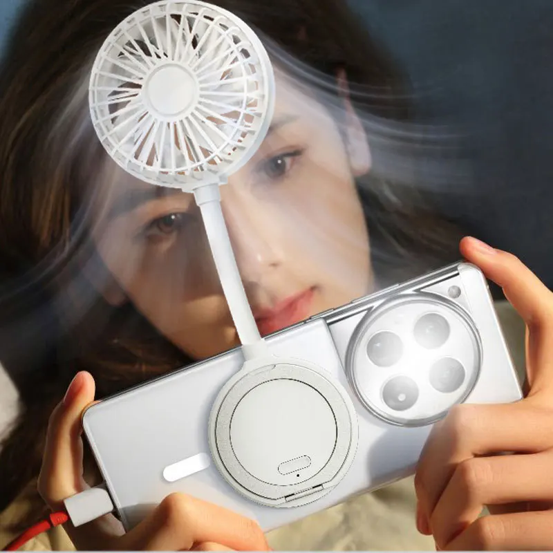 Portable Folding Fan With Magnetic Attachment For Desk Use, Mobile Gaming, Facial Cooling, And Heat Dissipation.