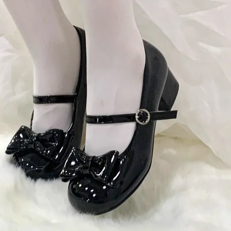Elegante Damen-Lolita-Prinzessinnen-Schuhe, modische Damen-High-Heel-Schuhe für Party, Hochzeit, glänzende PU-Damen-Freizeitschuhe, Mary-Jane-Schuhe – Detail 9