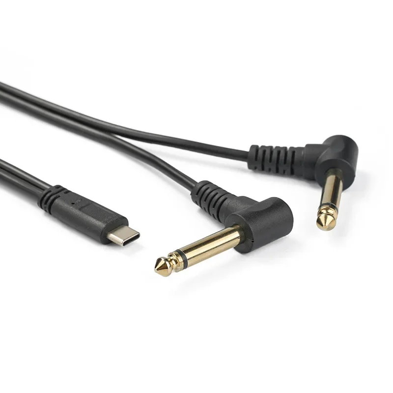 USB Type-C To Dual 6.35mm 1/4 Inch TS Mono Y Insert Cable Stereo Splitter for USB-C Laptop Mobile Phone Tablet To Speaker Mixer