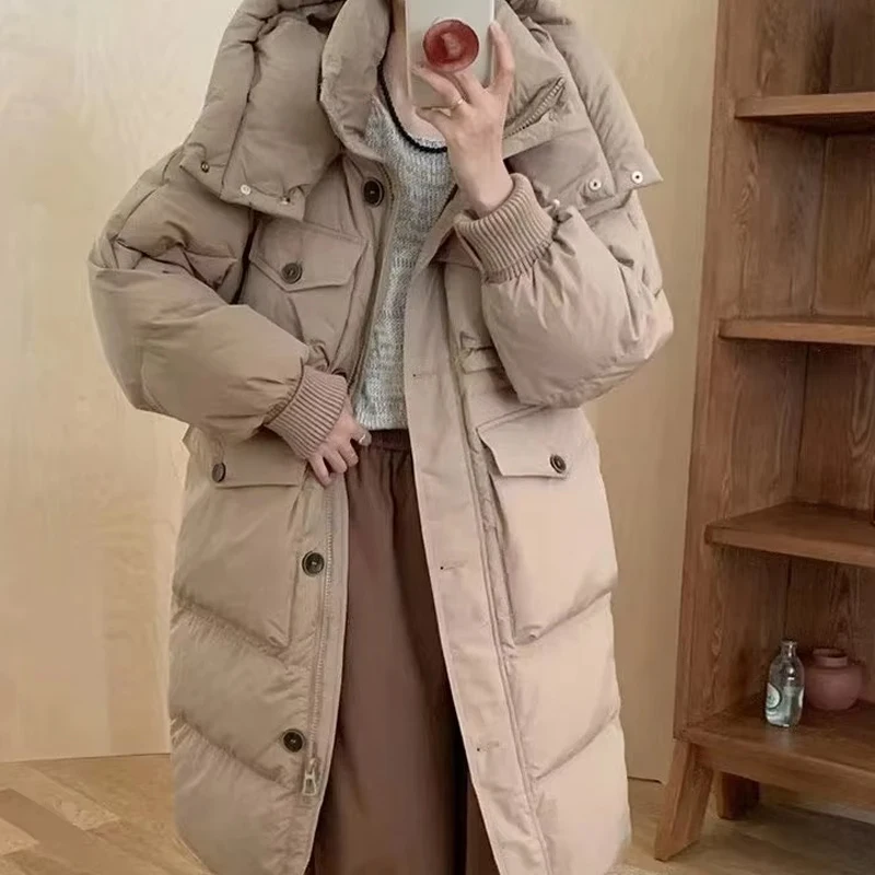 Buitrerapto Women White Down Coats Loose Solid Female 90 White Duck Down Jacket for Woman Tops Autumn Winter 2024 Clothing