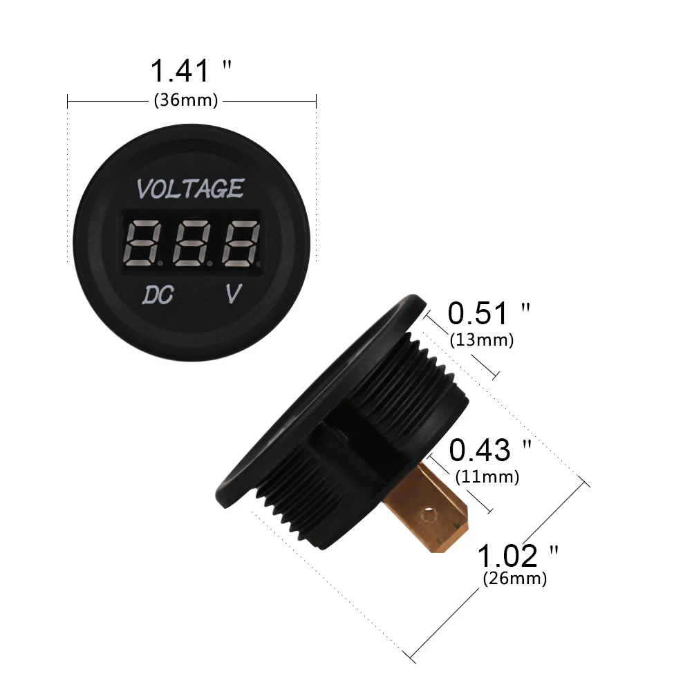 Voltmetro digitale DC 12V-24V per veicoli voltmetro universale impermeabile per moto con Display rosso blu verde