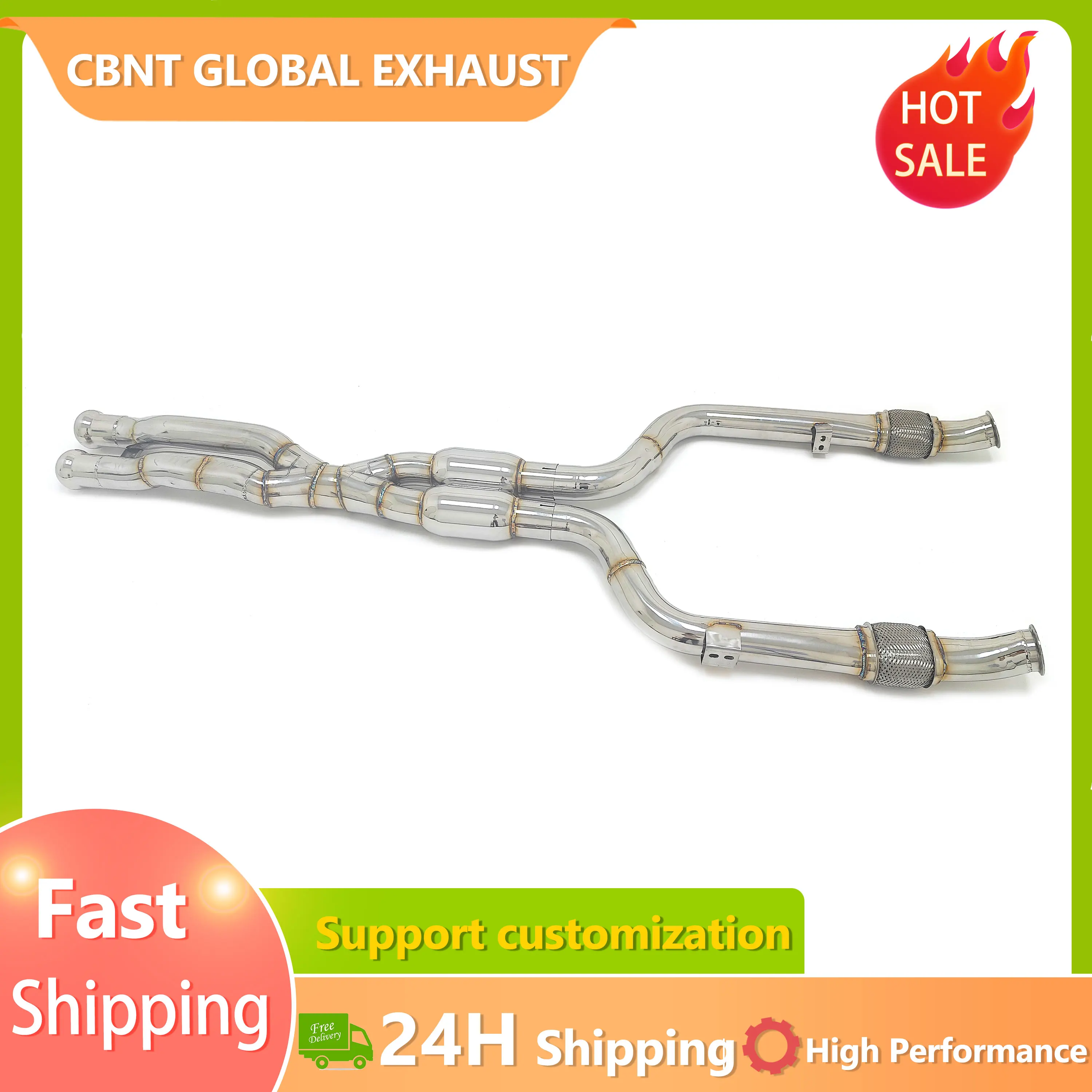 CBNT Auto Performance Parts Exhaust System Midpipe for Mercedes Benz C43 GLC43 AMG 3.0T SS304 Tuning Midpipe SS304 Exhaust Pipe