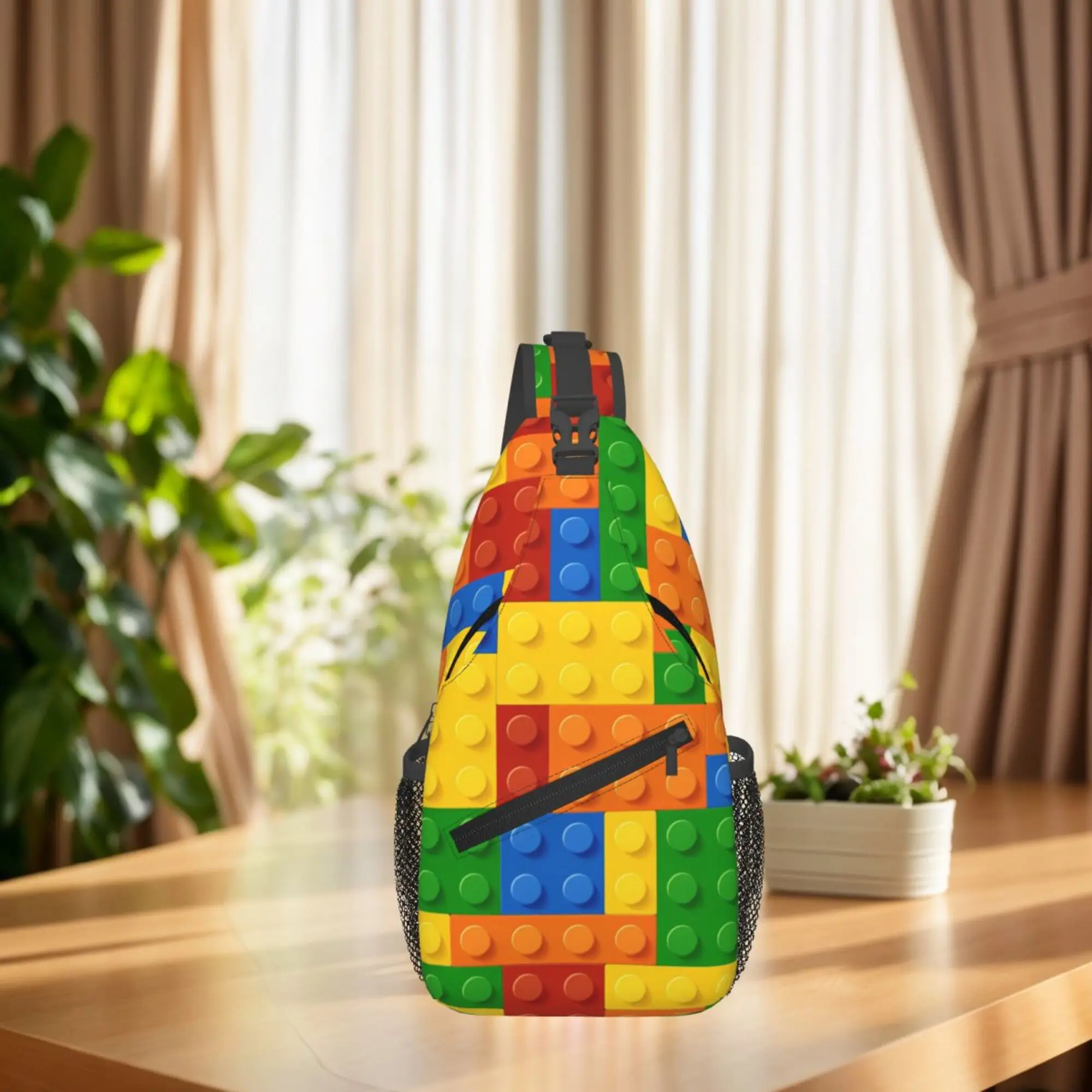 

Plastic Construction Blocks Men's Fashion Chest Bag with Secure Zipper Multifunctional Crossbody Bag for Daily Commute