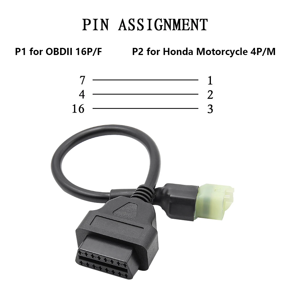 Cable adaptador de diagnóstico OBD2 de 4 pines, 6 pines a 16 pines para Honda Moto Guzzi Piaggio Vespa, herramienta de diagnóstico de fallos de