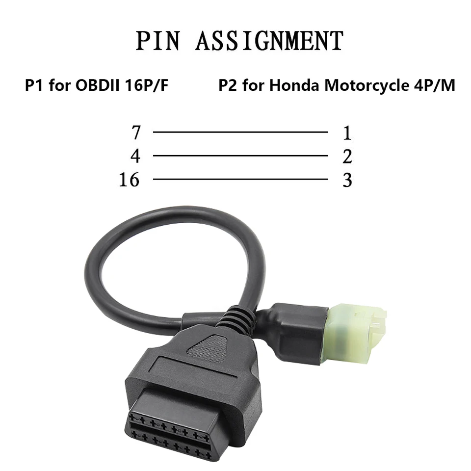 Câble Diagnostic OBD2 Moto 6 Broches Vers 16 Broches – Adaptateur Plug & Play Pour Honda, Suzuki, Yamaha, Kawasaki – Lecture & Effacement Codes Défauts
