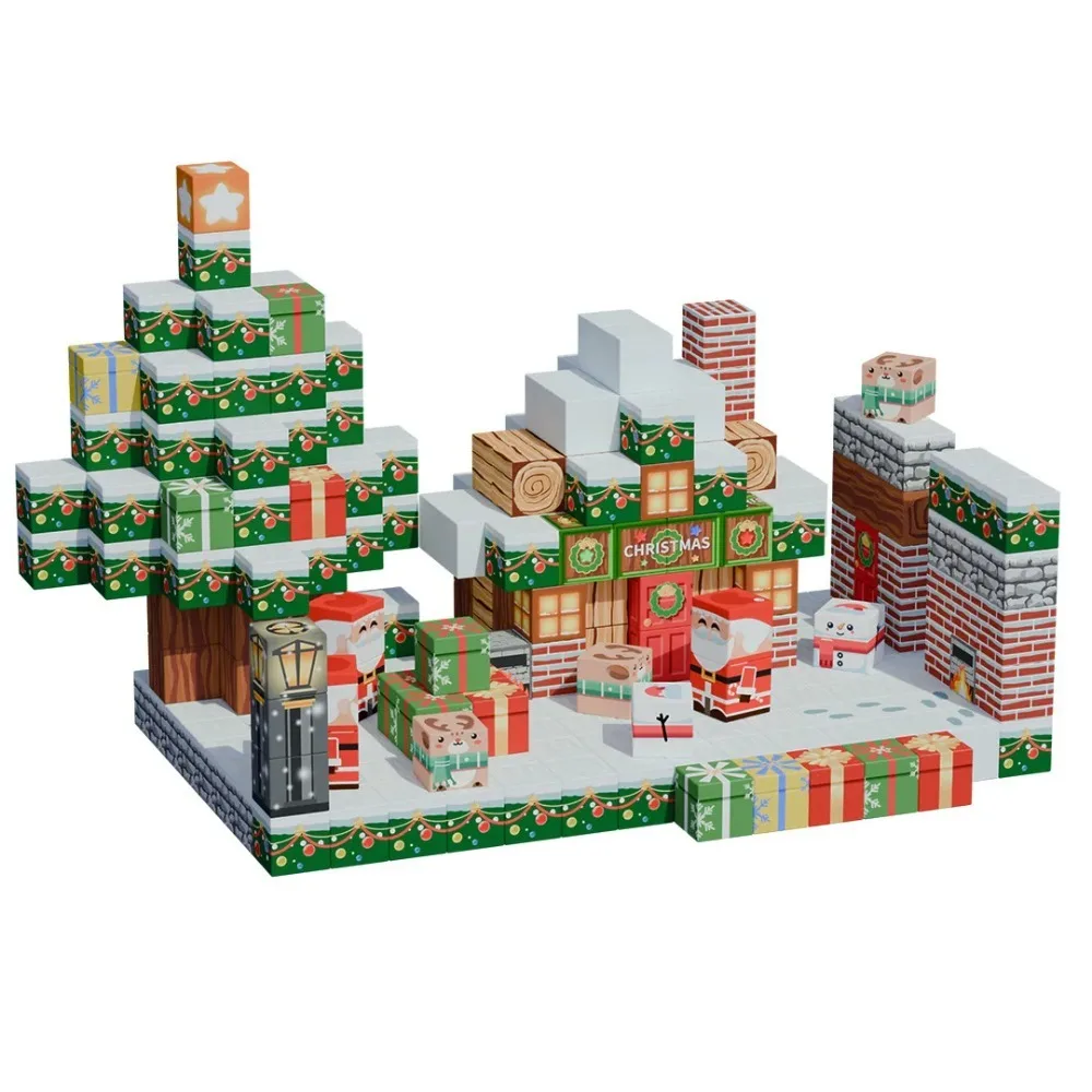 STEM – ensemble de blocs de construction de noël, jouets magnétiques, briques du monde de Mine, Cube aimant Magma, jouet éducatif pour enfants, bricolage