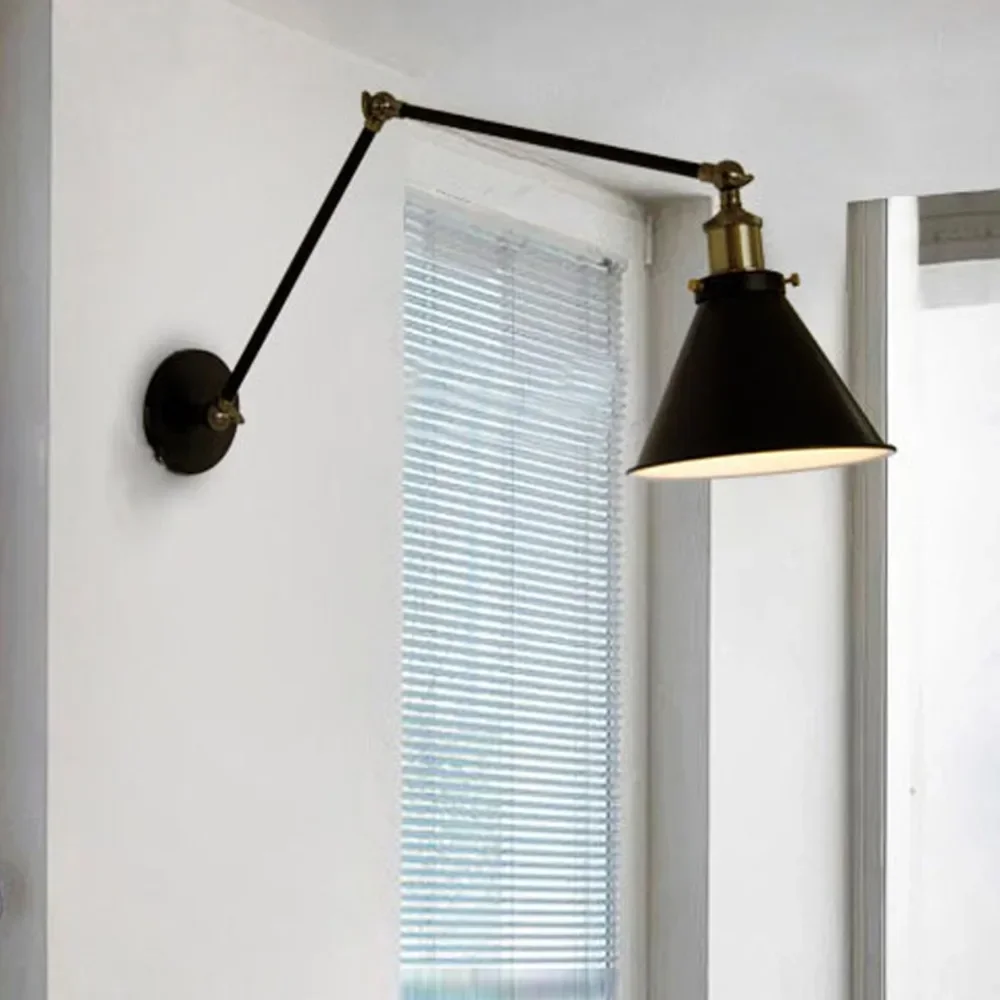 E27 خمر الجدار الصناعي مصباح علوي الإبداعية سوينغ الذراع الشمعدان شرفة درج الشرفة مطعم بار غرفة نوم الجدار ضوء المنزل الخفيفة