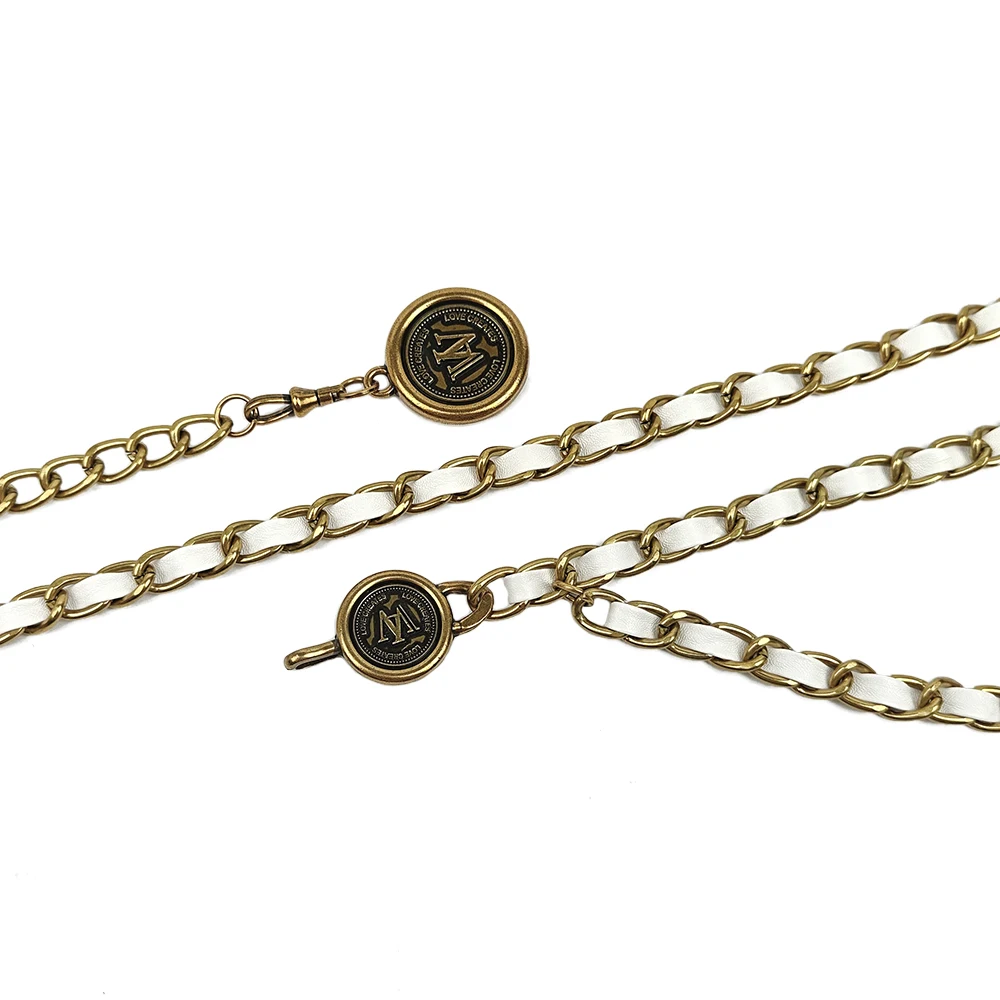 Metal chain belt for women, suitable for matching with dresses, a fashionable and versatile accessory for the waist.