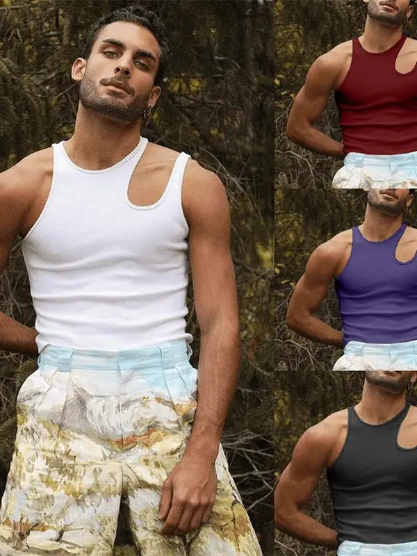 

Sexy Slim Fit Men's Vest 2025 New Sle Svel T-irt Underwear Faionable Base Layer Tank Top for Young Men in Summer