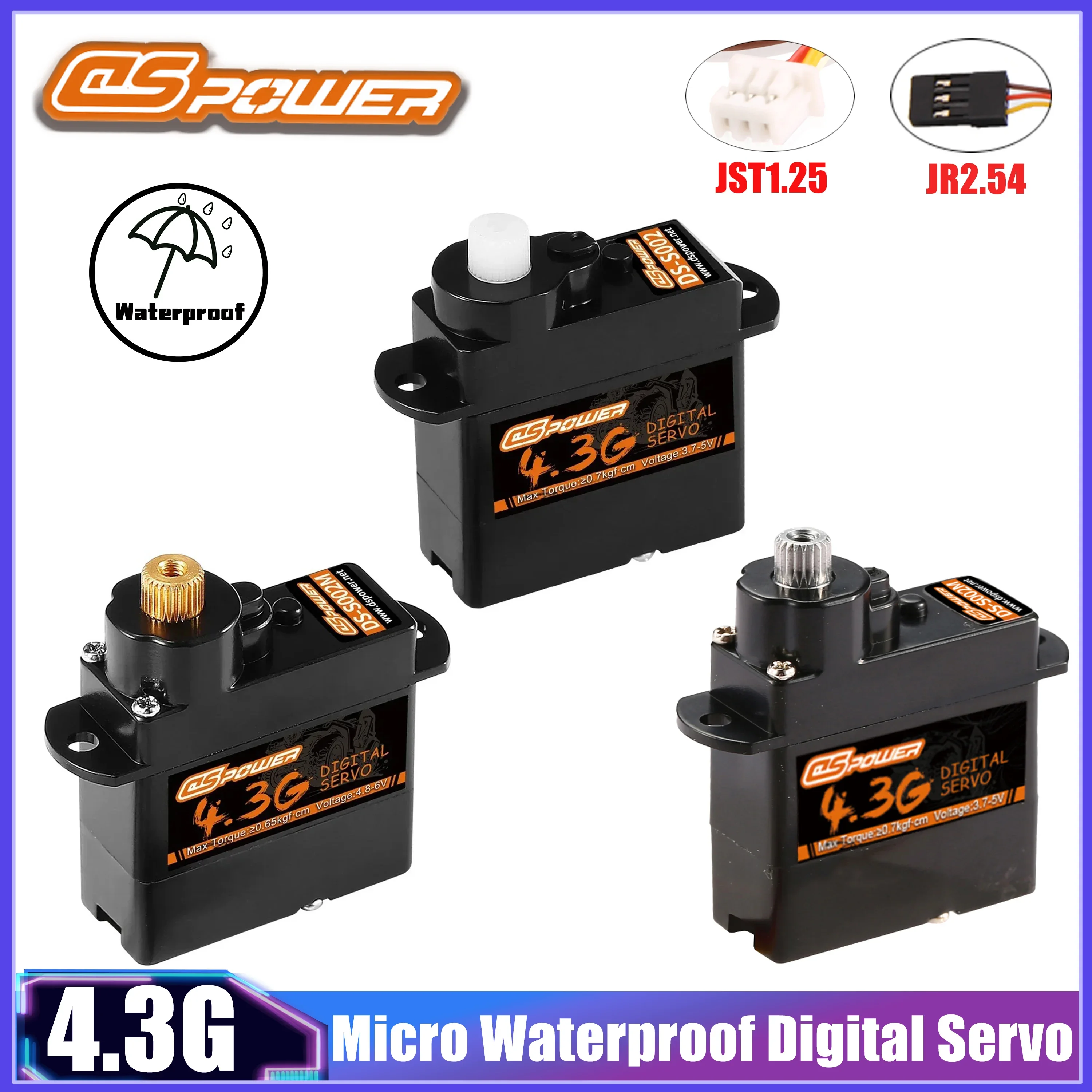 DSPOWER 4.3G Micro Digital Servo Plastic/Aluminum/ Metal Gear JR/JST Plug for RC Mini FPV Drone Helicopter Fixed-wing Car Racing