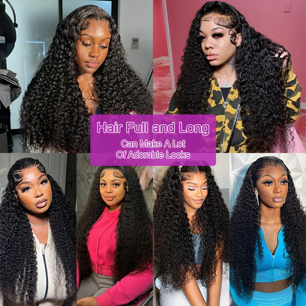 220 high density human hair wigs 30 40 inch black hd lace frontal wig pre plucked front 13x6 13x4 kinky curly deep water wave
