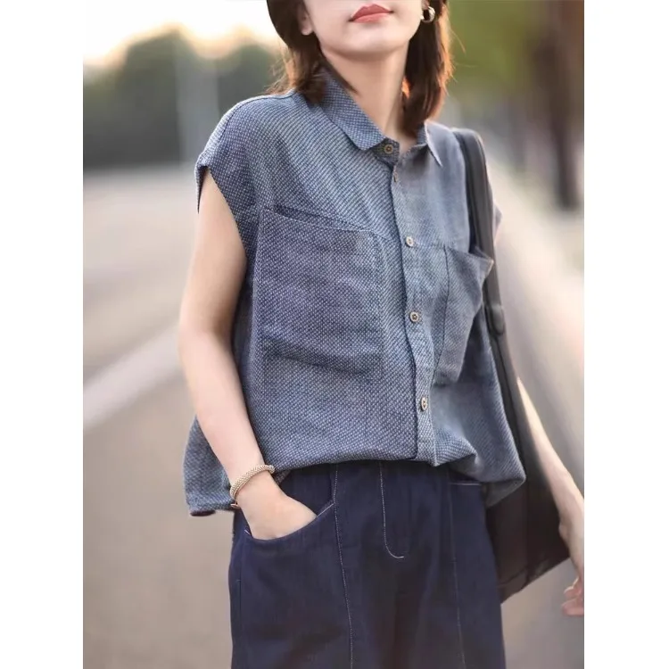 

Faionable Plaid Turn-down Collar Women's irt Summer New Design Sensation Fly-sve Elegance Open Cardigan Top Trendy