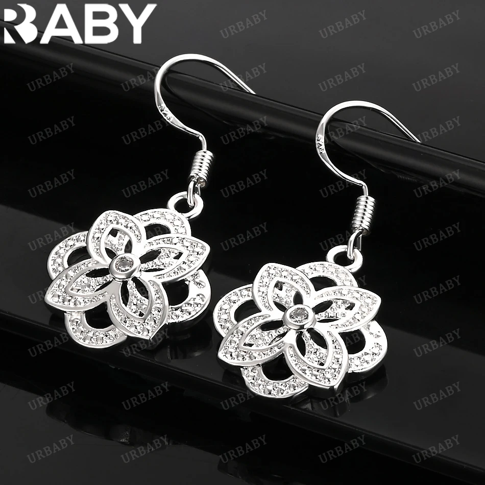 

URBABY 925 Sterling Silver Earrings Petal Drop Earrings For Women Jewelry Fashion Party and Daily Wear