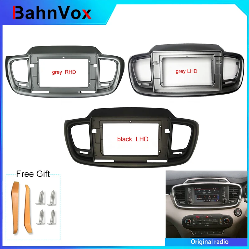 10 inch Android Car Radio frame for KIA SORENTO LHD RHD 2015-2017 2din Stereo GPS Fascia bezel Panel Adapter wire harness