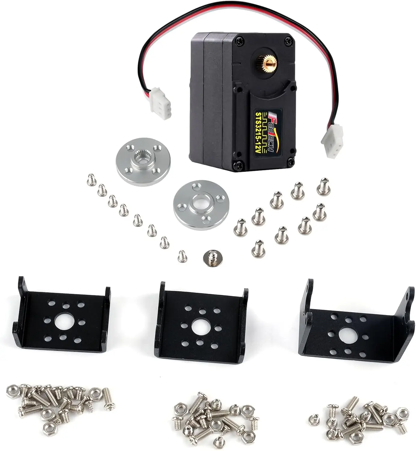 Feetech STS3215 12V 30KG Magnetic Encoder Servo Metal Gear Dual Axis TTL Serial Bus Servo 360° + Bracket for Robotic Arm Smart
