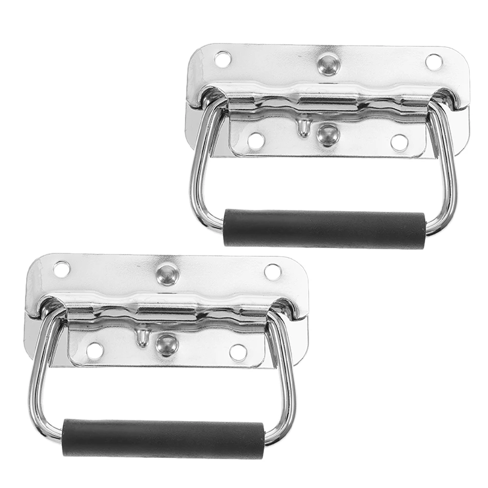 

2pcs Spring Handle Door Foot Pull Chest Plate Handles Foldable Resistant Storage Screen Garage Cart Carry