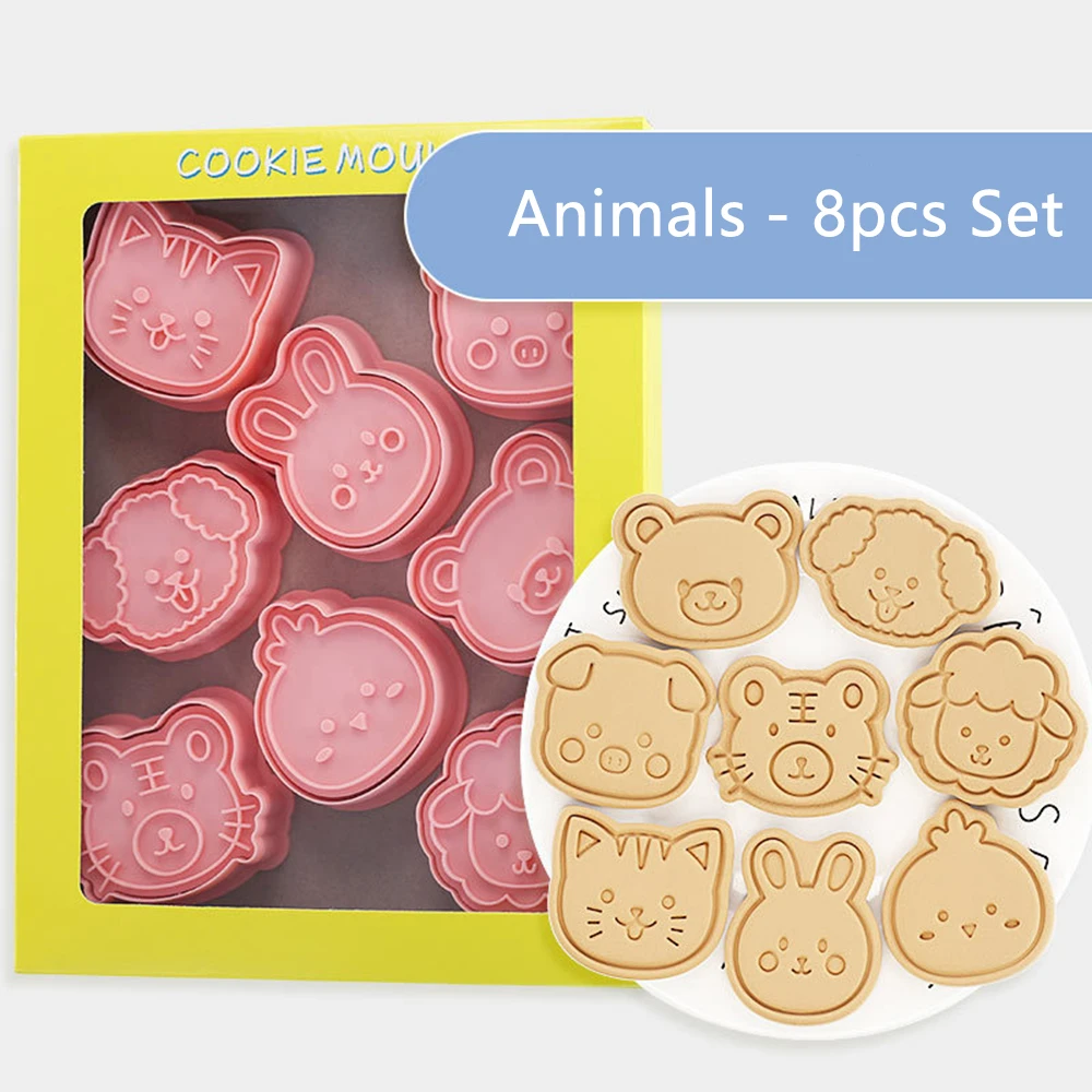 8Pcs Dschungel Safari Cookie Cutter Keks Backform Dinosaurier Hund Katze Bär Foreset Tiere Backen Cookie Werkzeug Kind Geburtstag party – Detail 10