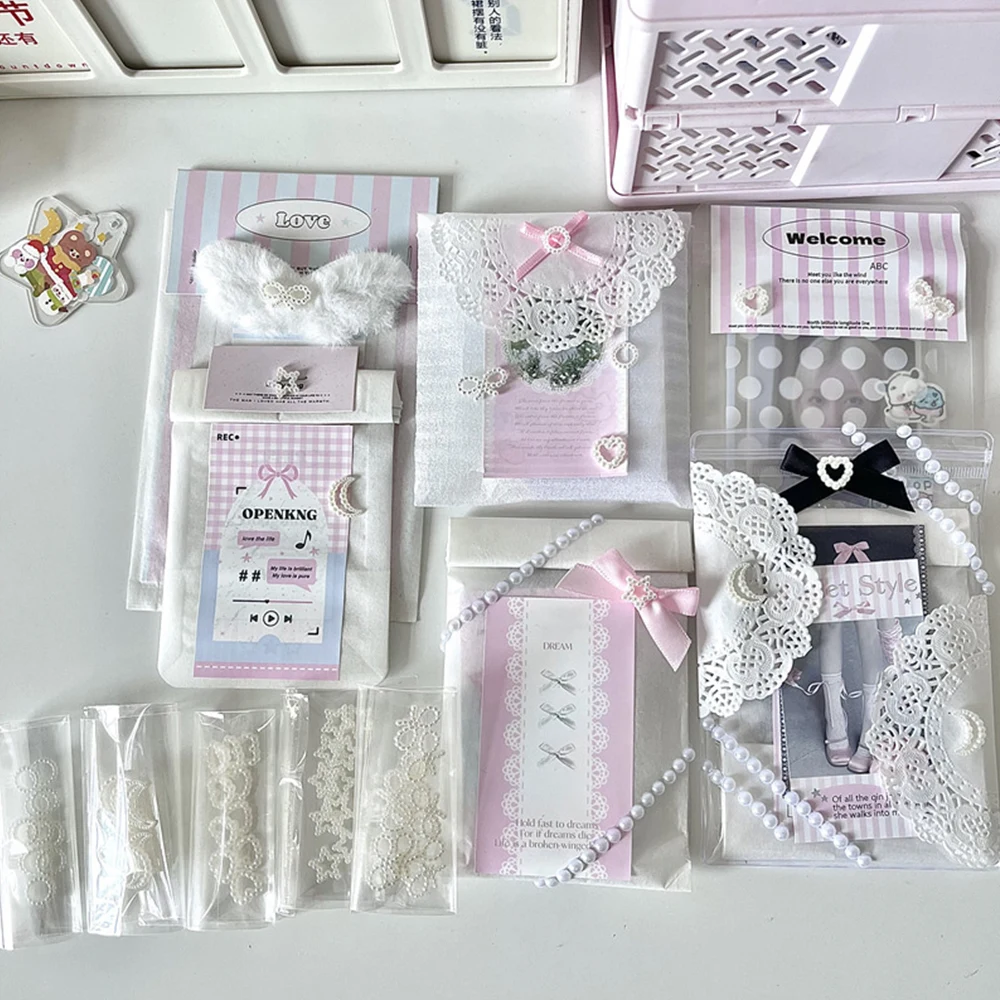 10PCS Cute Bow Moon Star Shape Card Bag Nail Jewelry Facial Sticker Accessory Packaging Material Resin Charm 3D DIY Card Holder