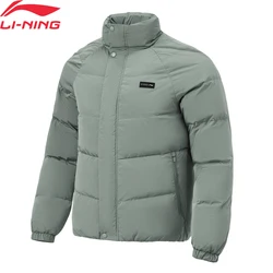 Li-Ning Men Training Series Short Down Jacket Winter Warm AT PROOF WIND 70%Duck Down Regular Fit Comfortable Sports Coat AYMT059