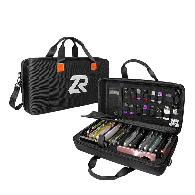 Cell Phone Storage Bag 20 Slots Hard Shell Shockproof Phone Carrying Case with Foam Insert for Multiple Smartphones Portable