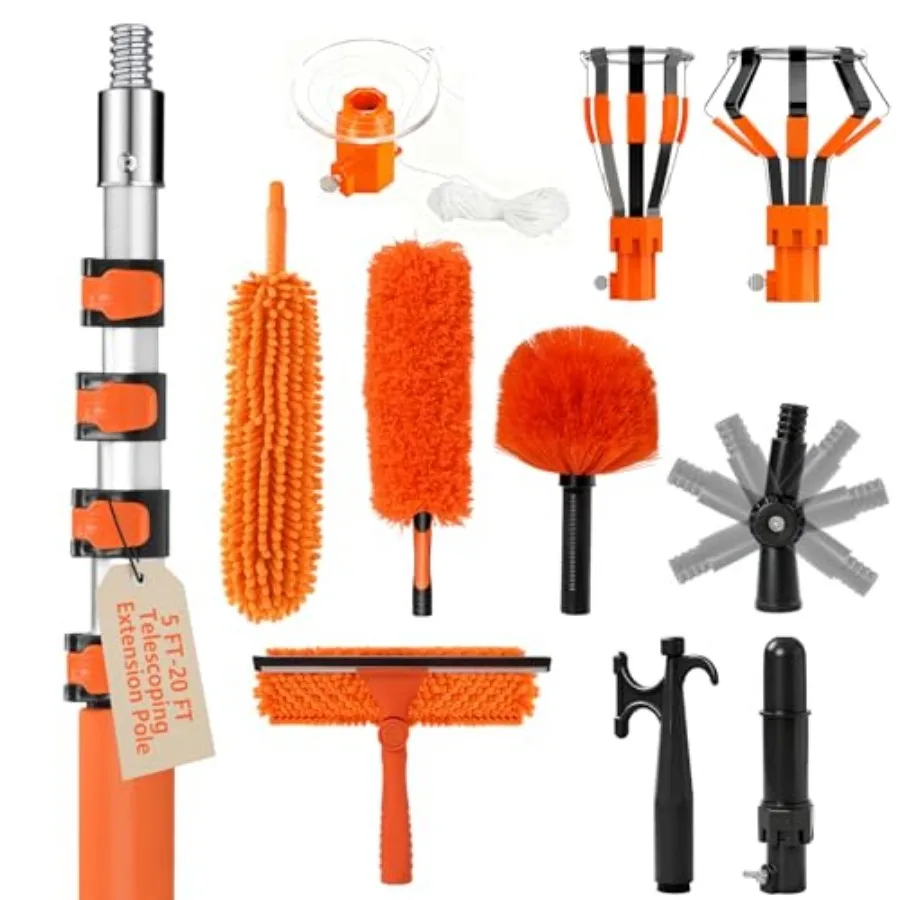 

26 Light Bulb Changer for High Ceilings with 5-FT Heavy Duty Extension PoleHigh Ceiling Fan Duster Extendable Reusable Cobweb F