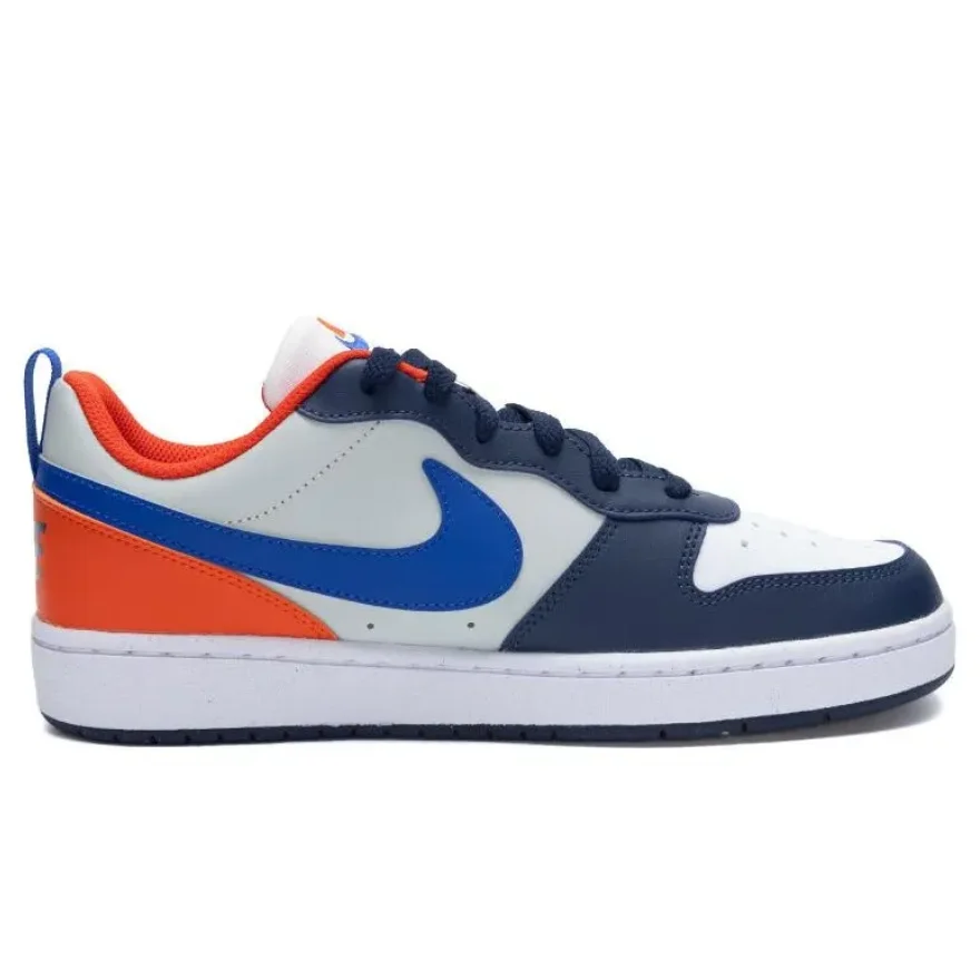 Nike Court Borough Low Fashion Comfort Lightweight Breathable Low Top Kids Board Shoes White Blue Teenagers