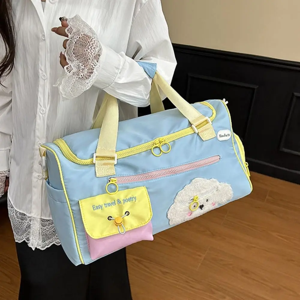 

Nylon Cartoon Travel Duffel Bag Portable Wet Dry Separation Women's Fitness Handbag Large Capacity Multi Pocket Shoulder Bag
