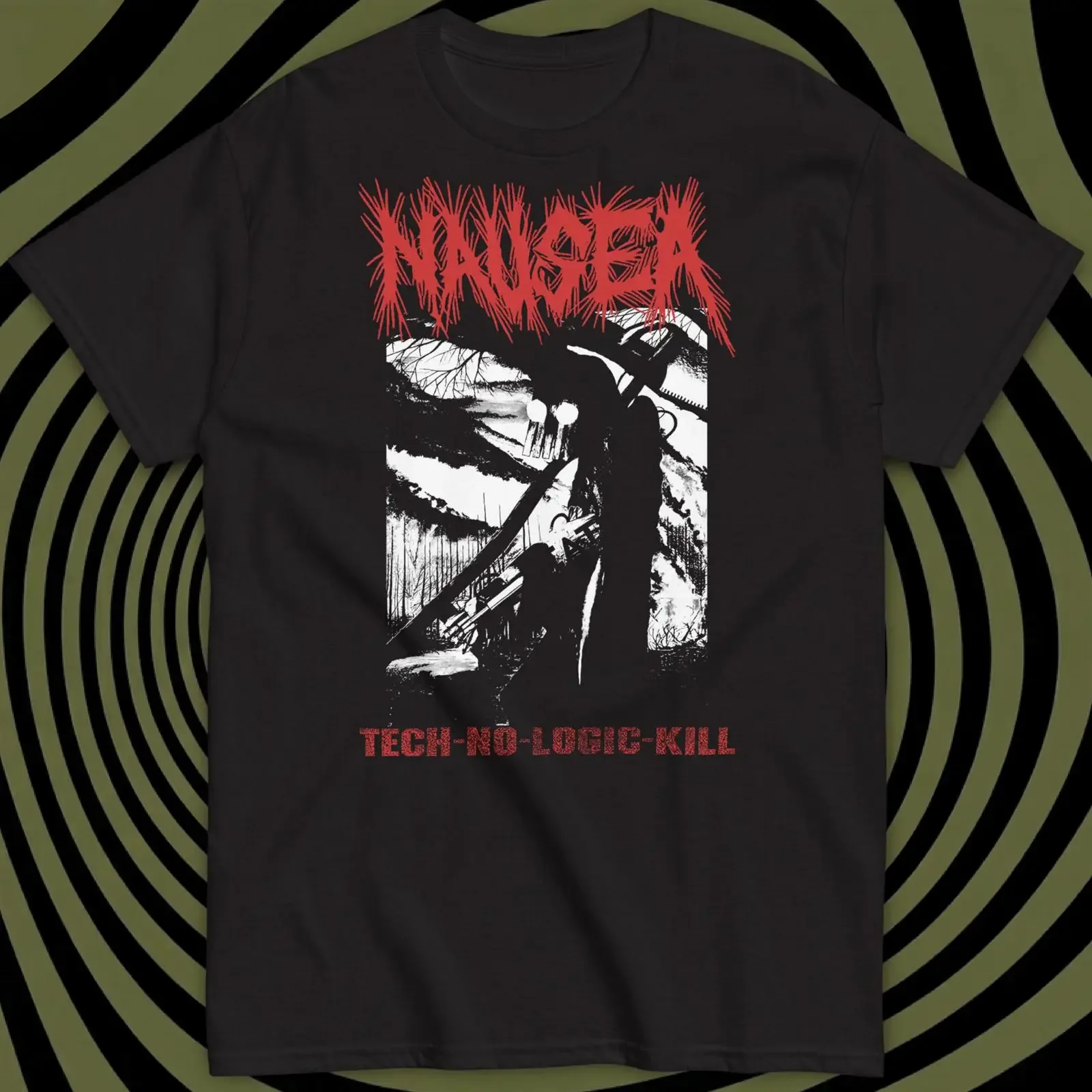 NAUSEA Tech No Logic Kill T Shirt vintage Washed streetwear Casual designer clothes homme Comfortable Stylish Breathable