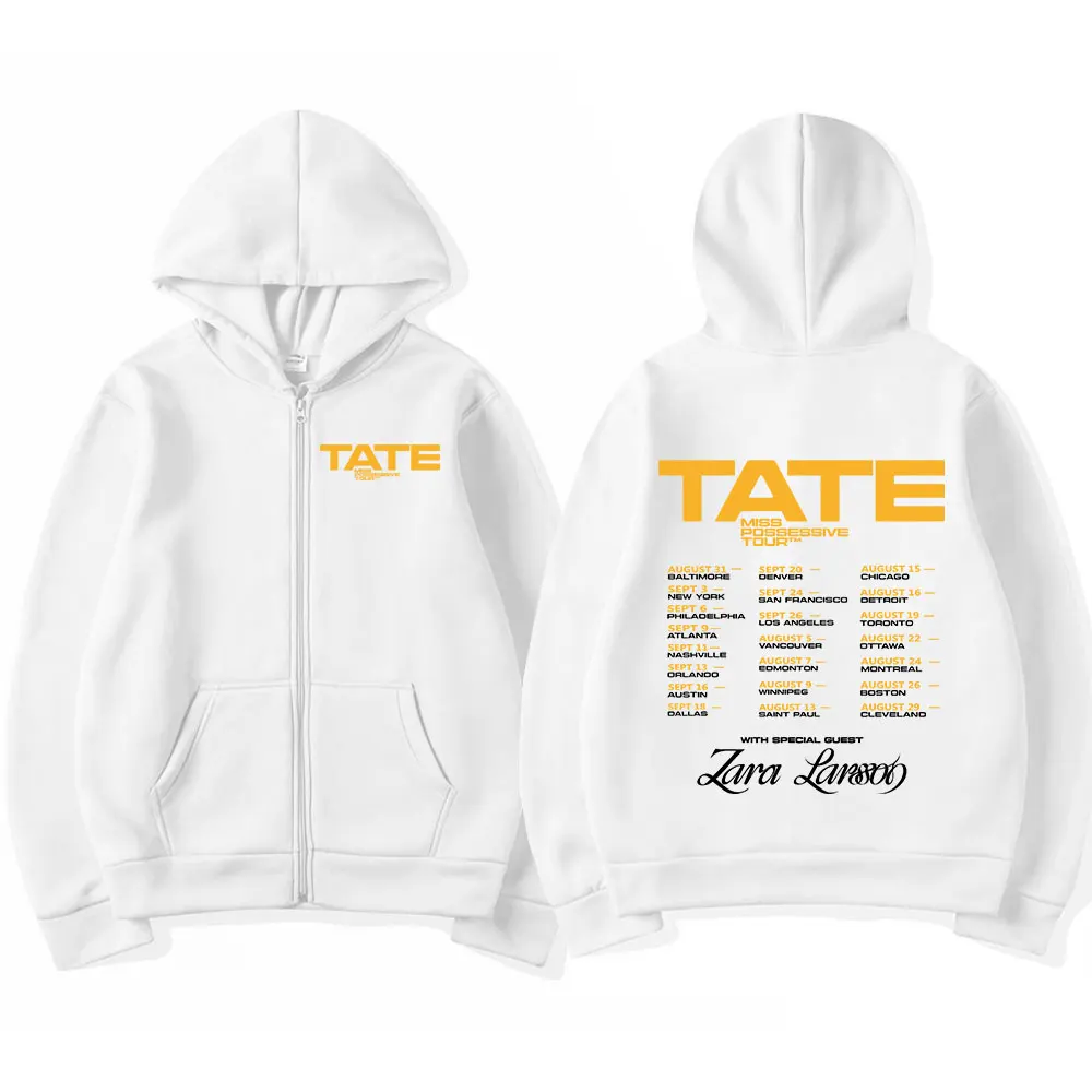 Tate McRae Miss Possessive 2025 Tour Merch Zipper Hoodies Men Women Clothing Vintage Zip Up Sweatshirts Casual Pullovers Jackets