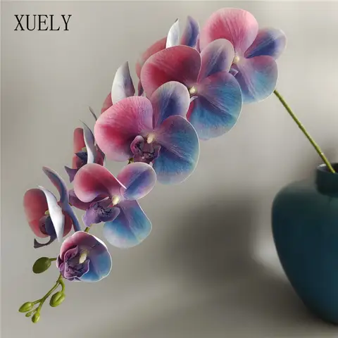 Impressão 3D Phalaenopsis Orquídeas Artificiais, Toque Real Arco-íris, Decoração de Casa, Decoração Do Hotel, Festa De Casamento, Flor Falsa, Moderna, 9 Cabeças