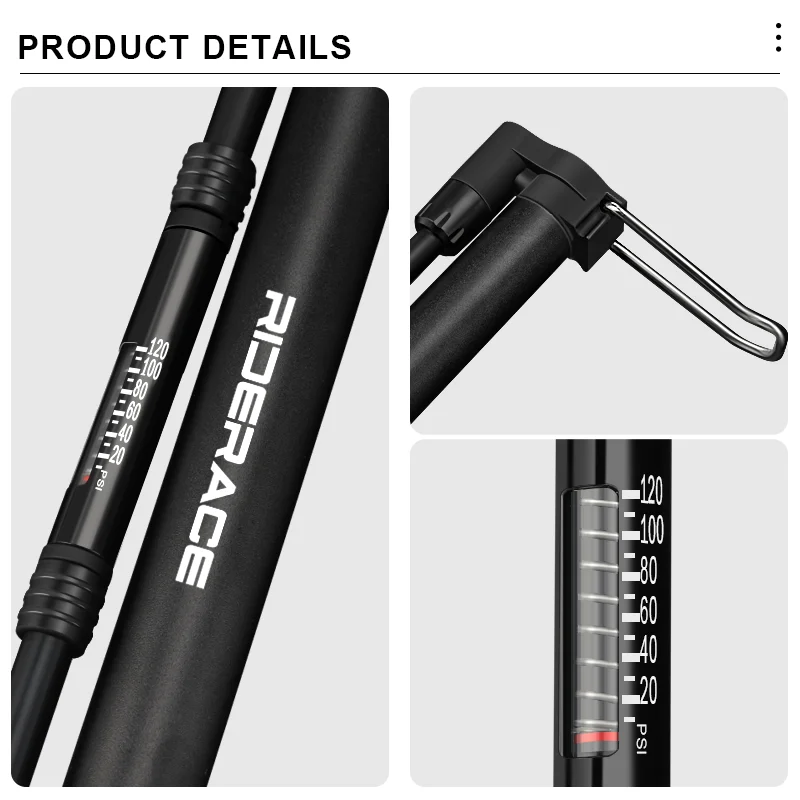 Portable Bike Air Pump 120PSI Aluminum Alloy Lightweight Hand Air Pump MTB Mountain Road Bicycle Floor Pump Cycling Accessories