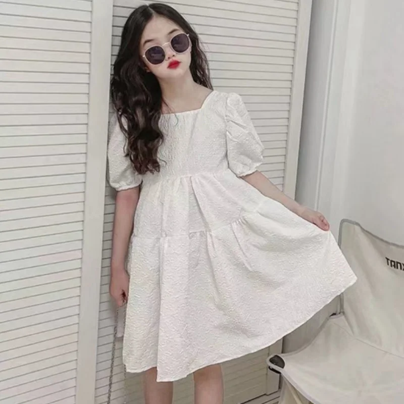 

Girl Dress Kids Party Birthday Evening Gown Cotton 2024 White Spring Summer Sport Teenagers Outwear Flower Girl Dress Children C