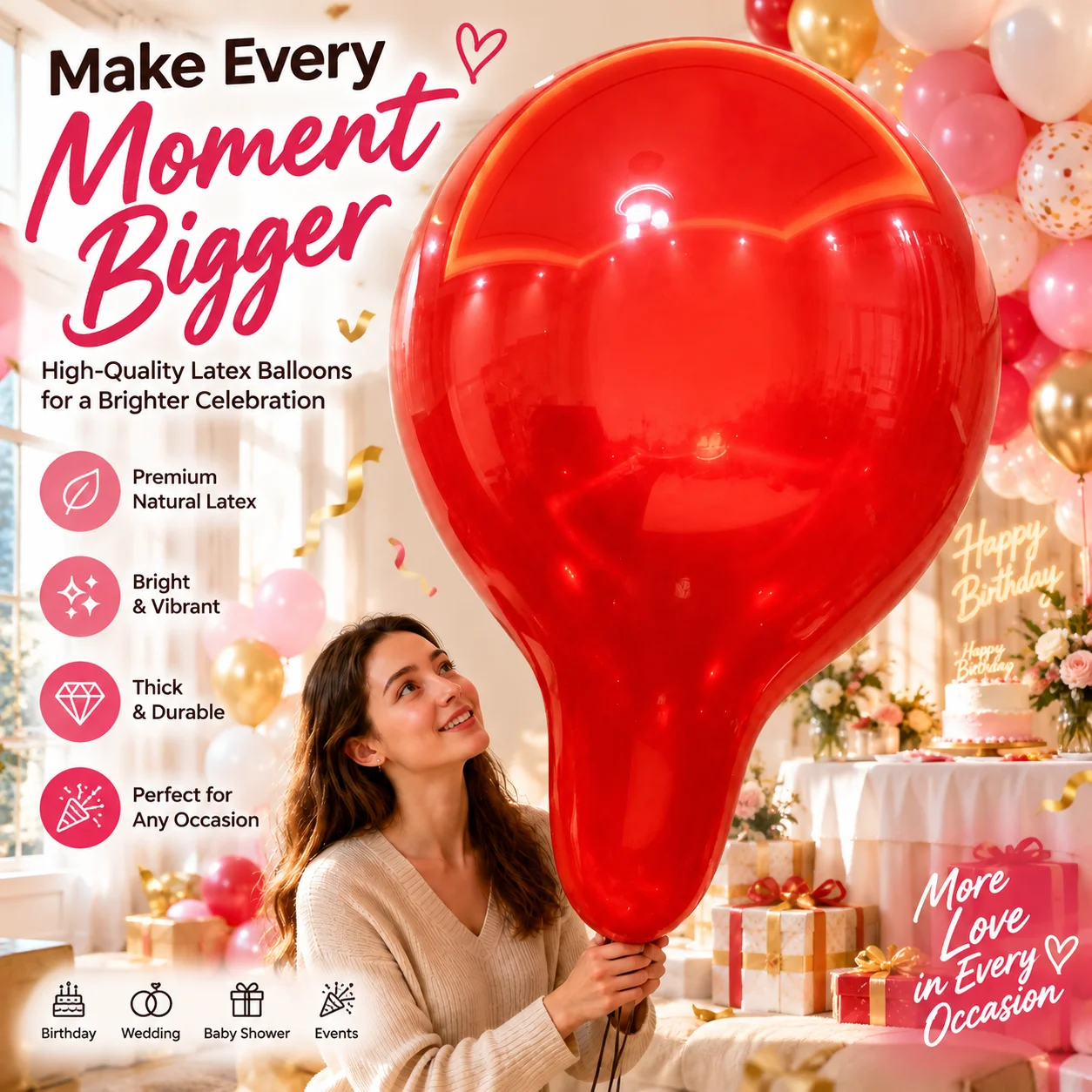 32 Inch Giant Large Balloons Colored Crystal Natural Latex Party Balloons for Birthday Wedding Party Celebration Decoration
