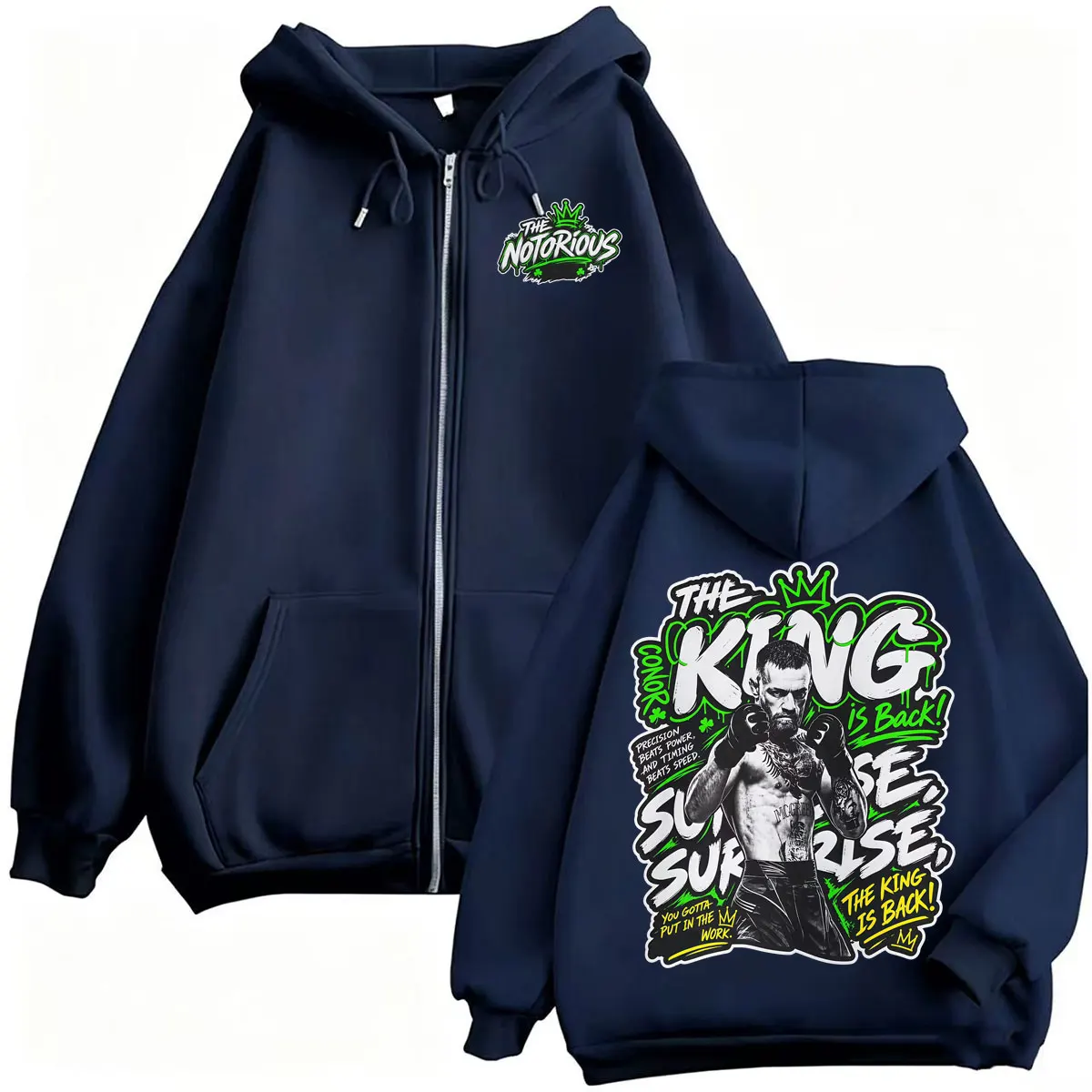 The Notorious Conor McGregor The King Jacket Sweatshirt Coats Men's Violence Aesthetic Zipper Hoodie Fashion Casual Zip Up Hoody