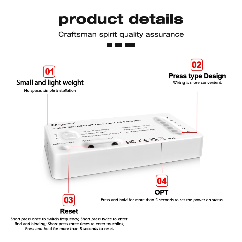 SmartHome-Controlador de Faixa de Luz LED, Zigbee 3.0, Ultra Fino, Mini, RGBW, RGBCCT, WWCW, Dimmer, Iluminação de Cozinha, Alexa Voice APP Controle