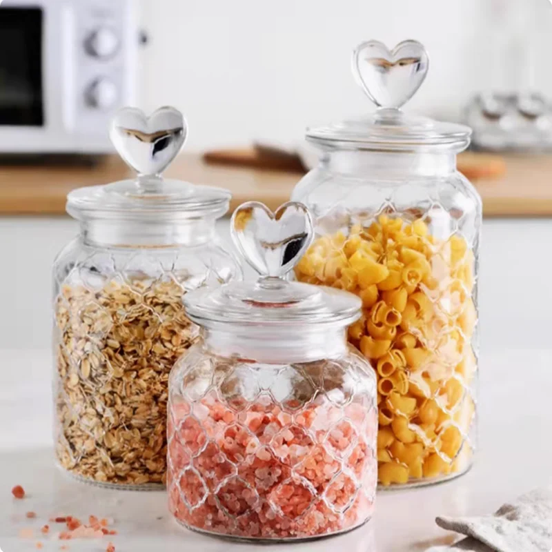 Kitchen Sealed Glass Jar Amber Glass Seasoning Jar Bottles Coffee Bean Candy Food Container Pantry Organizer Cereal Dispenser