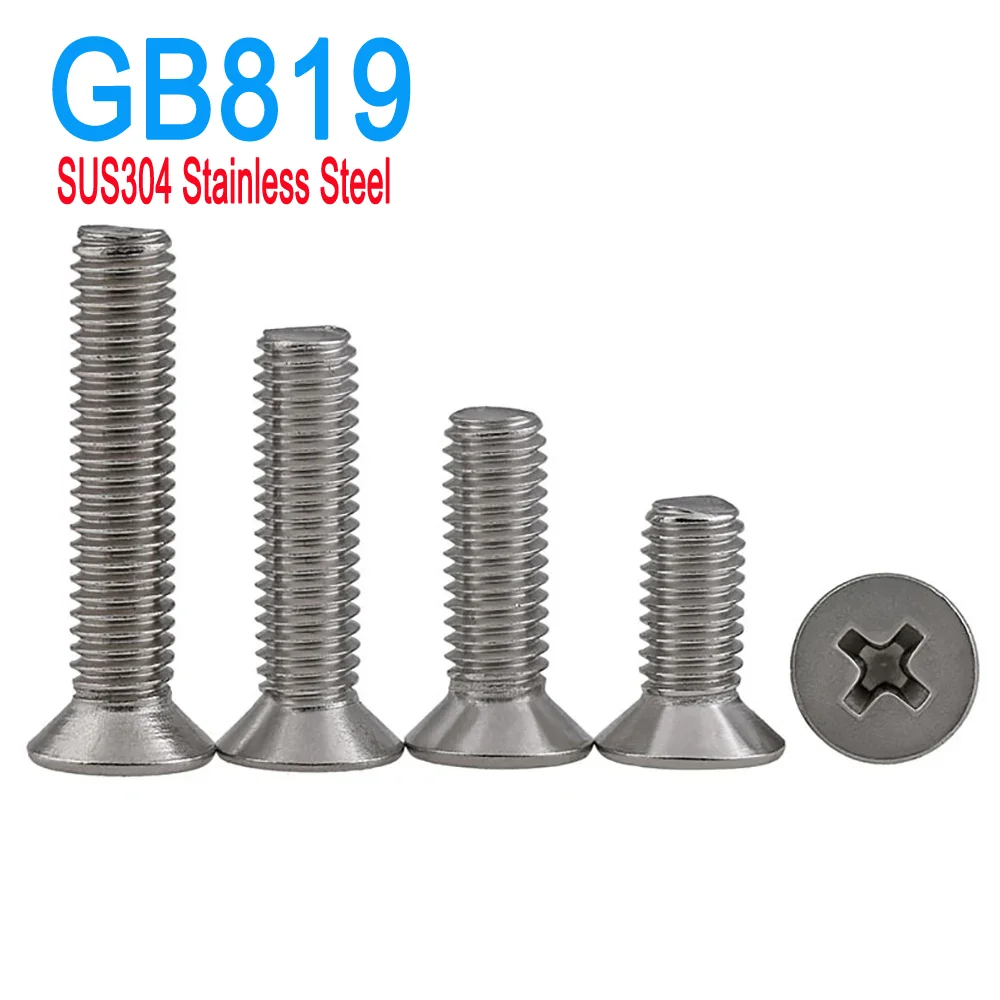 GB819 SUS304 Cross Recessed Countersunk Screws - UNC/UNF 10#-3/8 (12#-24 to 3/8-16)
