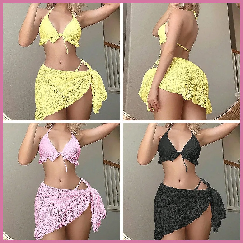

Sexy Brazilian Bikini Set 3-Piece Lace Swimsuit for Women, Beach Bathing Suits