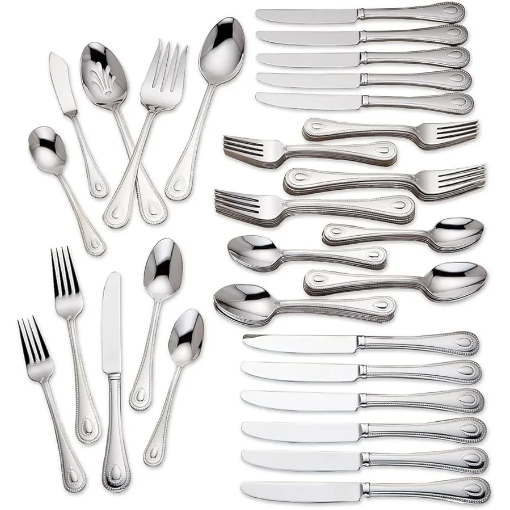 

French Perle Flatware Set, 11.30 LB, 65-Piece