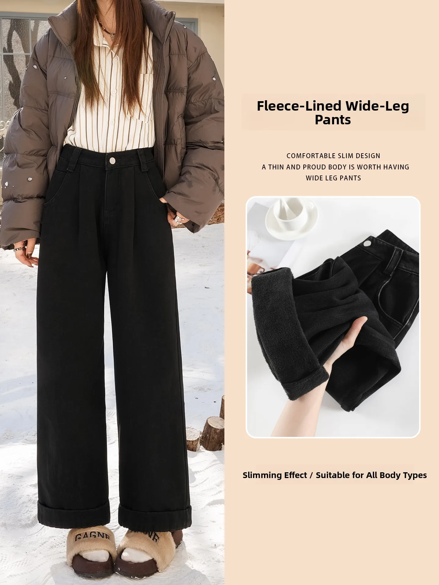 

Джинсы Offcat с высокой талией на флисовой подкладке, женские, осенне-зимние, новая модель, маленький размер, прямые, струящиеся, в стиле «бабушкины джинсы»