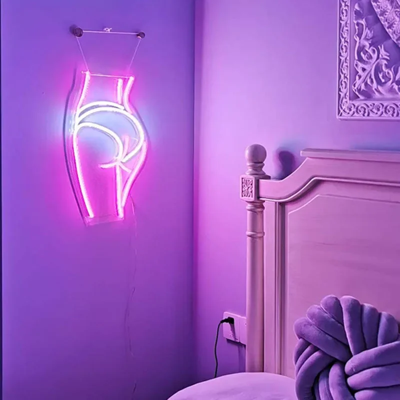 Tanda lampu neon rgb mode transformator buatan kustom kecantikan 220v tubuh wanita seksi tanda neon untuk rumah