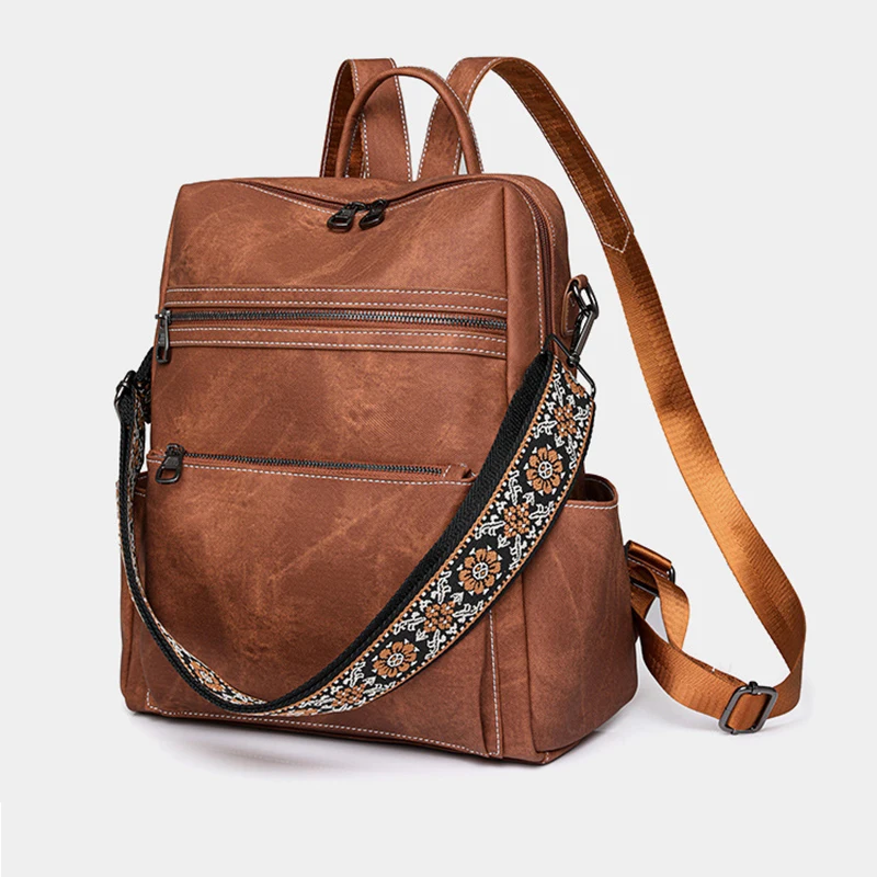 Mochilas de cuero suave de alta calidad para mujer, monederos informales Vintage, Mochilas escolares para niñas adolescentes