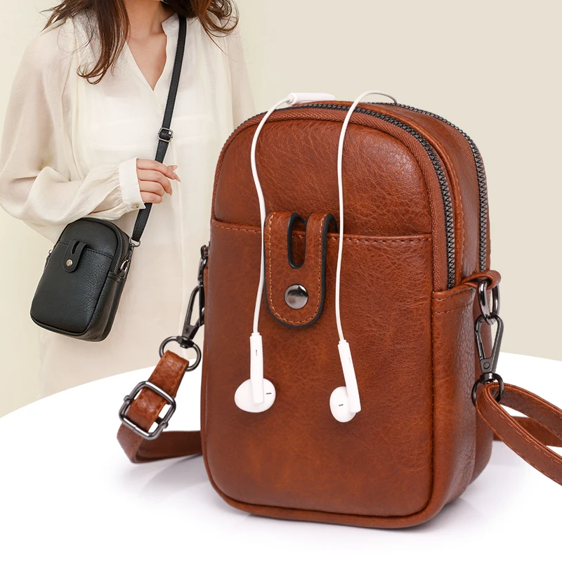 Luxury Leather Women\'s Bag Messenger Bag Female Handbag Purse Girls Phone Bag Fashion PU Leather Small Shoulder Crossbody Bag