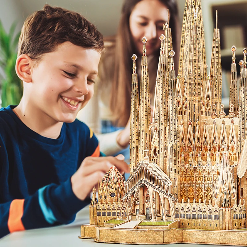 DIY Paper Puzzle 3D Three-Dimensional Barcelona Sagrada Familia Cathedral Model Jigsaw Assembly Toy Children Birthday Gifts