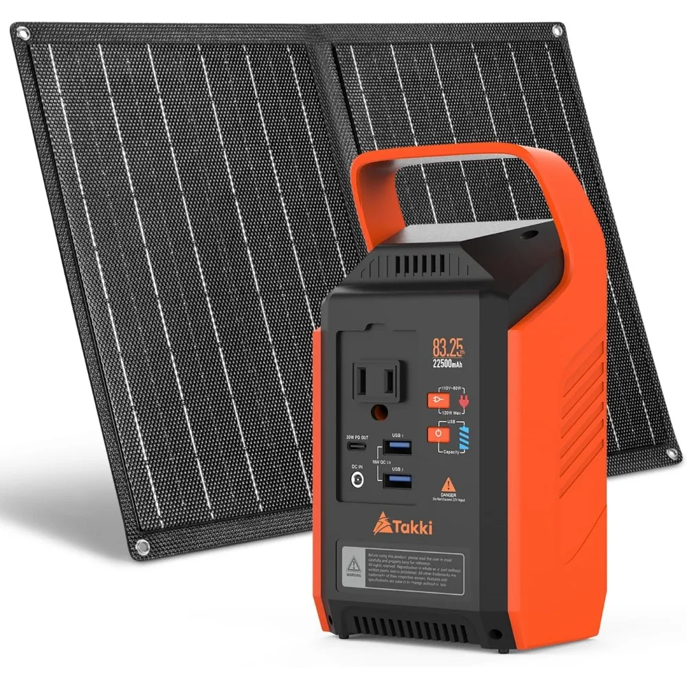 

Portable 83Wh Solar Power Bank with 120W Peak Output and 21W Solar Panel for Outdoor and Home Use