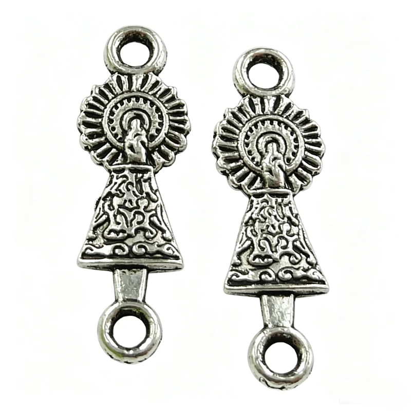 280 Stück antiksilberfarbene Jesus-Verbinder 28 x 9 mm für die Herstellung von DIY-Schmuck A2800 – Detail 2